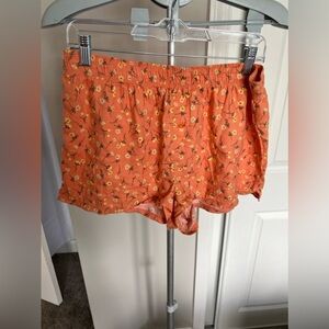 Victoria Secret PINK Orange Floral Print lounge Shorts Size Large NWOT